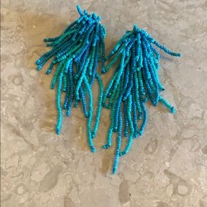 Turquoise color beaded dangle earrings